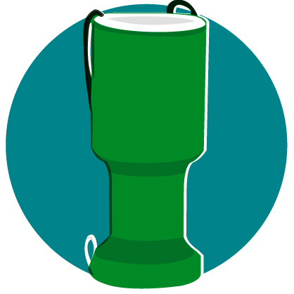Illustration of a green collection bucket